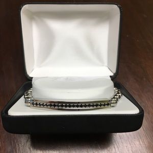 Men’s Black Rhinestone & Stainless Steel Bracelet